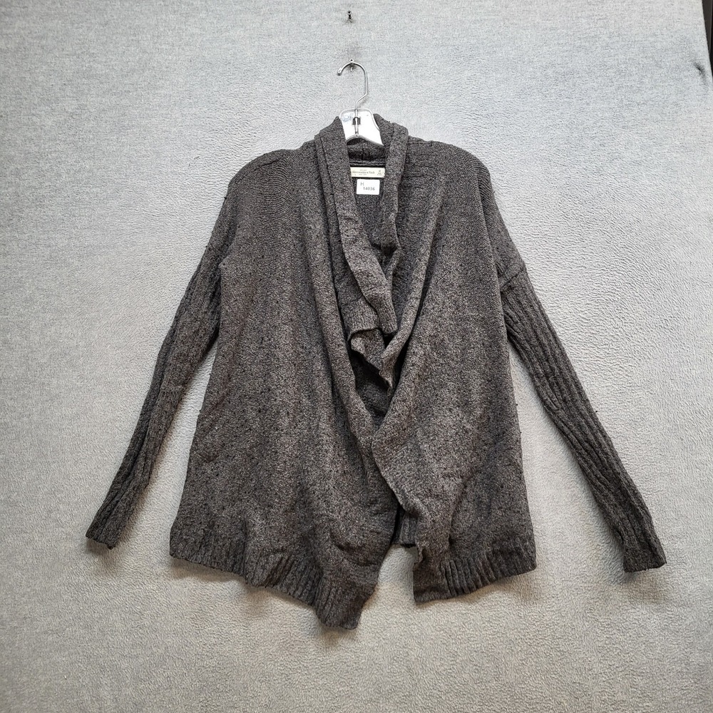 Abercrombie & Fitch Womenβ Sweater Medium Gray Cardigan Wool Blend Open Front